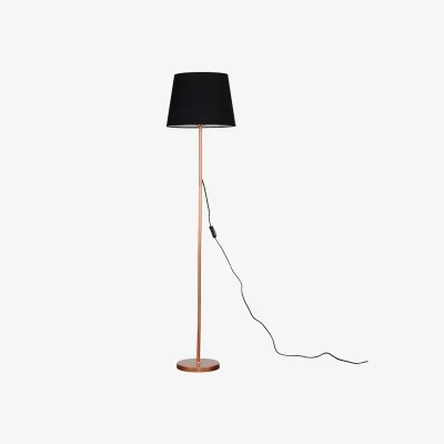 The Range Charlie Copper Painted Modern Stem Floor Lamp Large Black Tapered Shade - Brown