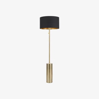 The Range Lexy Black and Gold Shade with Antique Brass Dimmable Floor Lamp  LED Bulb - Gold