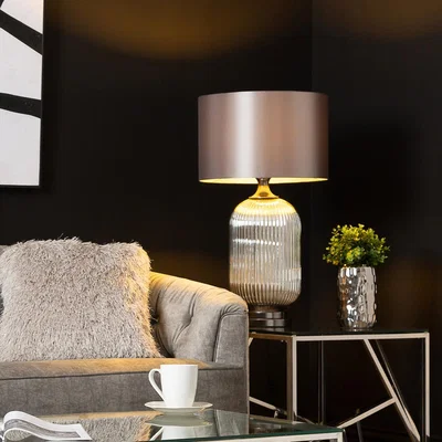 The Range Glass Bedside Table Lamp - Silver / 43.1cm / Glass Satin