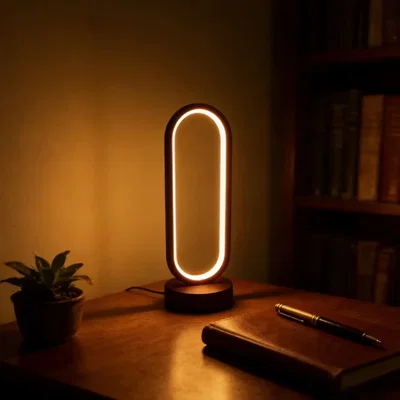 The Range Modern Ring LED Table Lamp USB Dimmable Bedside Night Light - Black