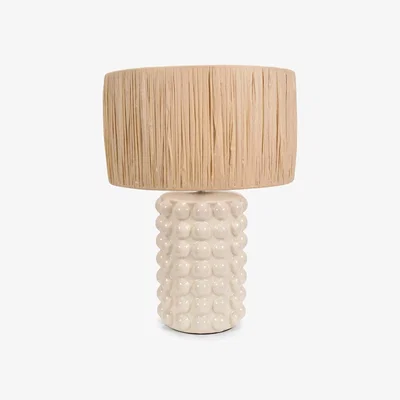 The Range Kiran Ceramic Table Lamp with Raffia Shade - Beige / Including Bulb