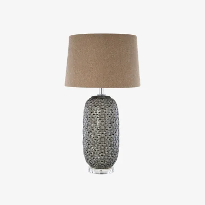 The Range Udele Table Lamp With Brown Linen Shade - Brown