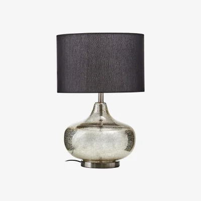 The Range Luz Silver Glass with Black Shade Table Lamp - Black