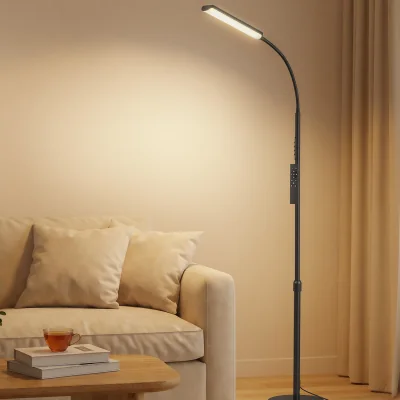 The Range 360 Rotating LED Floor Lamp with Timer Memory Remote Control - black