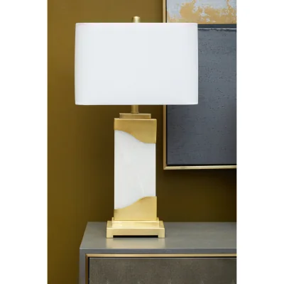 The Range Edith Table Lamp in White Marble and Gold - White