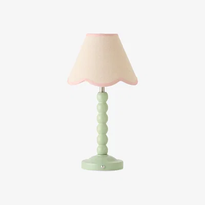 The Range Bobble Green Rechargeable Table Lamp Pink Shade - Green