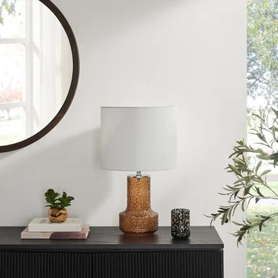 The Range Amber Orange Glass Table Lamp - Orange