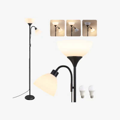 The Range Tall Floor Lamp, Standing Reading Light and Uplighter - Black
