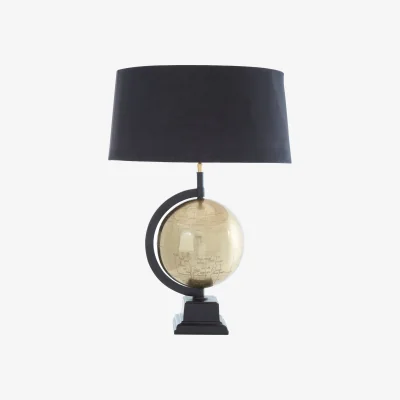 The Range Churchill Globe Antique Brass Table Lamp - Black