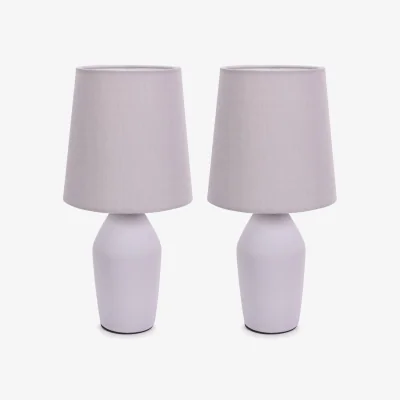 The Range Arlo Set of 2 Ceramic Table Lamps with Tapered Shade - Lilac / Including Bulbs