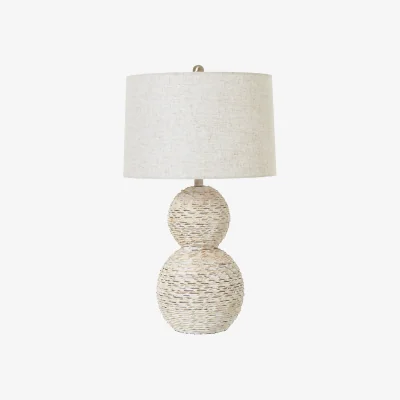 The Range Coastal Charm Wicker Globe Table Lamp With Linen Shade - Brown