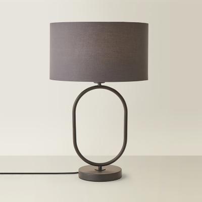 The Range Antonia Matte Metal Oval Table Lamp with Drum Shade - Charcoal