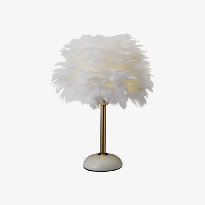 The Range Ceramic Feather Table Lamp with LED Light - White
