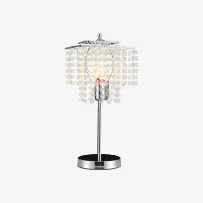 The Range Luxury Crystal Table Lamp with Round Base - Silver