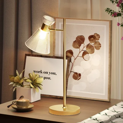 The Range HOMCOM Modern Bedside Lamp with Adjustable Head - Gold Tone