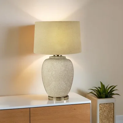 The Range Anora Ceramic Table Lamp With Linen Shade - Gold
