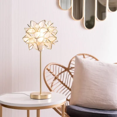 The Range Charlie Gold Table Lamp with Flower Shade - Clear / 1.25kg