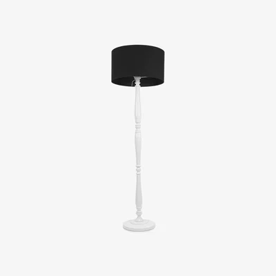 The Range Victoria White Wood Floor Lamp Drum Shade and LED Bulb - Black