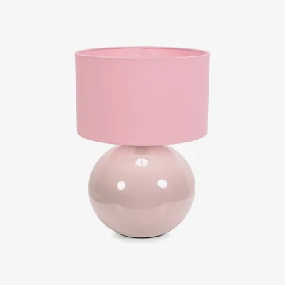 The Range Bosco Stone Table Lamp Drum Shade - Blush / Bulb Included