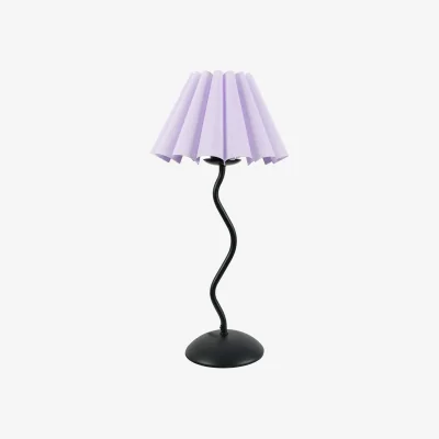 The Range Wiggle Black Metal Single Stem Table Lamp with Scallop Tapered Lamp Shade - Lilac / Bulb Included