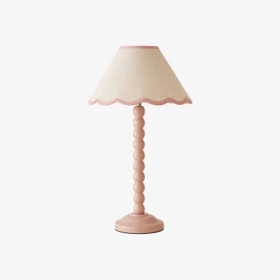 The Range Bobbin Rose Pink Bobbles Table Lamp with Trim Scallop Shade - Rose Pink / 0.88kg
