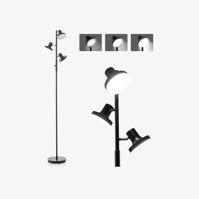 The Range 3-Light Modern Floor Lamp - Black