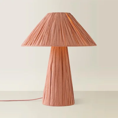 The Range Kaiya Pink Woven Paper Tapered Table Lamp - Pink / 0.68kg