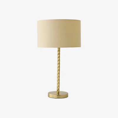The Range Maura Twisted Gold Metal Table Lamp with Drum Shade - Cream / 25cm