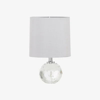 The Range Helma Crystal Base Table Lamp with Grey Shade - Silver