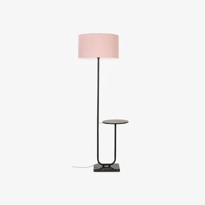 The Range Tavel Black with Table Floor Lamp Large Pink Shade - Black