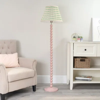 The Range Bobbins Rose Floor Lamp with Fabric Pleated Shade - Pink