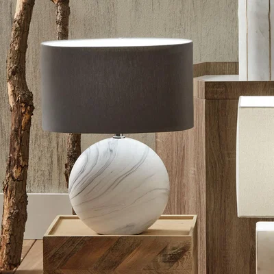 The Range Marble Effect Ceramic Table Lamp With Lampshade - Marble effect / 18cm