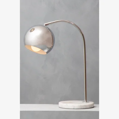 The Range Karter Chrome Finish Table Lamp With White Base - Silver