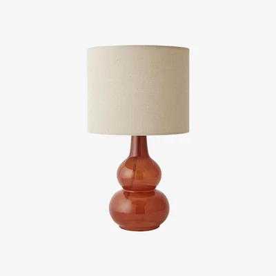 The Range Maguire Bubble Glass Table Lamp with Linen Shade - Burnt Orange