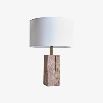 The Range Goden Wood Table Lamp With Large White Drum Shade - Wood