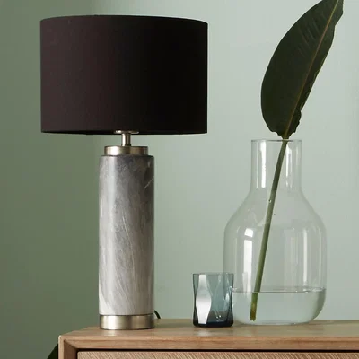 The Range Marble Effect Ceramic Tall Table Lamp - Grey marble effect