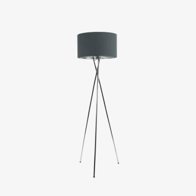 The Range Camden Chrome Tripod Floor Lamp with Metallic Chrome Inner Drum Lamp Shade - Charcoal