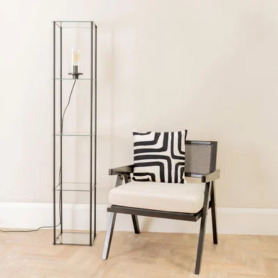 The Range Gobie Glass Storage Shelf Floor Lamp - Black / Without Bulb
