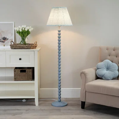 The Range Bobbins Floor Lamp with Tapered Pleated Shade and LED Bulb - Green