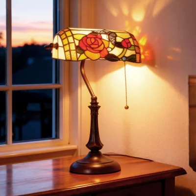 The Range HOMCOM Stained Glass Table Lamp with Dual Switch Control - Red