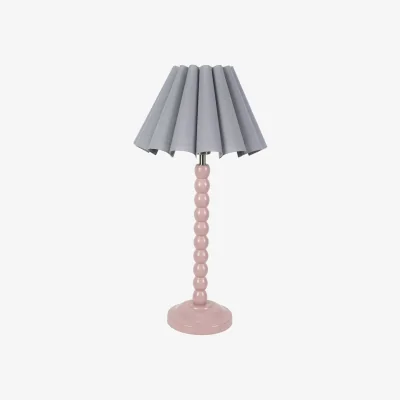 The Range Bobbins Rose Pink Table Lamp with Scallop Tapered Lamp Shade - Grey / Bulb Not Included