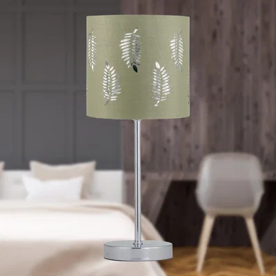 The Range Fern Table Lamp With Shade - Chrome & Sage Green