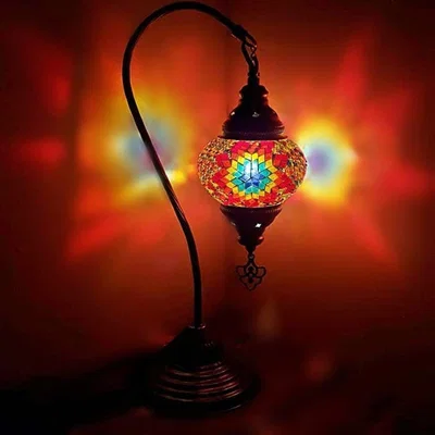 The Range Turkish Moroccan Table Desk Lamp Mosaic Glass CE - Style -6 - Red