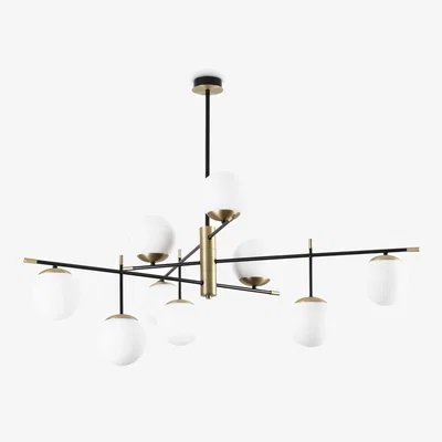The Range GOURMET 9 Light Globe Multi Arm Semi Flush Ceiling Lamp - Brass