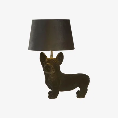 The Range Corgi Dog Table Lamp with Flock Finish - Black