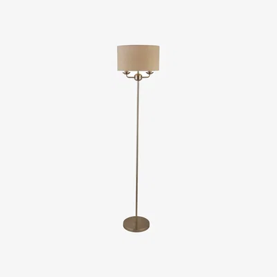 The Range 2 light Floor Lamp, Satin Silver With Cream Linen Shade - Silver