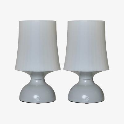 The Range Pair of Colmar Grey Touch Table Lamp White Shade - Grey