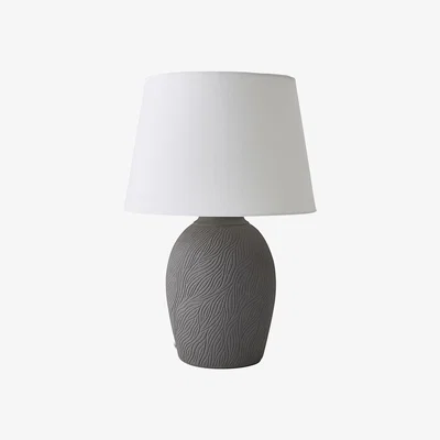 The Range Clint Large Etched Textured Ceramic Table Lamp with Tapered Shade - Grey