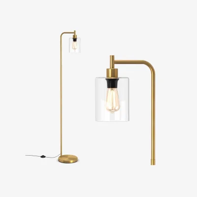 The Range Glass Shade Industrial Floor Lamp