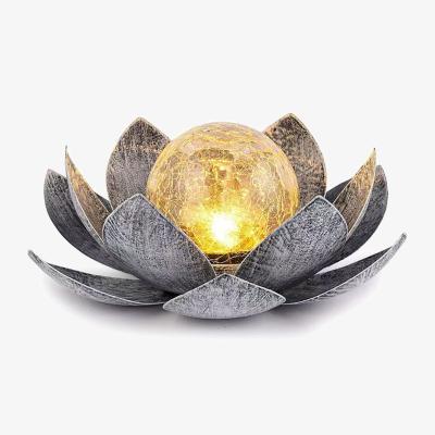 The Range Courtyard Solar Cracked Lotus Lamp - Silver